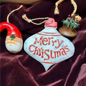 Festive Rustic Christmas‎ Ornament Set - Red and Silver